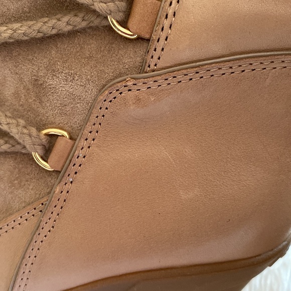 NEW MK MICHAEL KORS Leather Wedges Winter Boots Sheep Fur Lining Size 8 - Picture 17 of 17